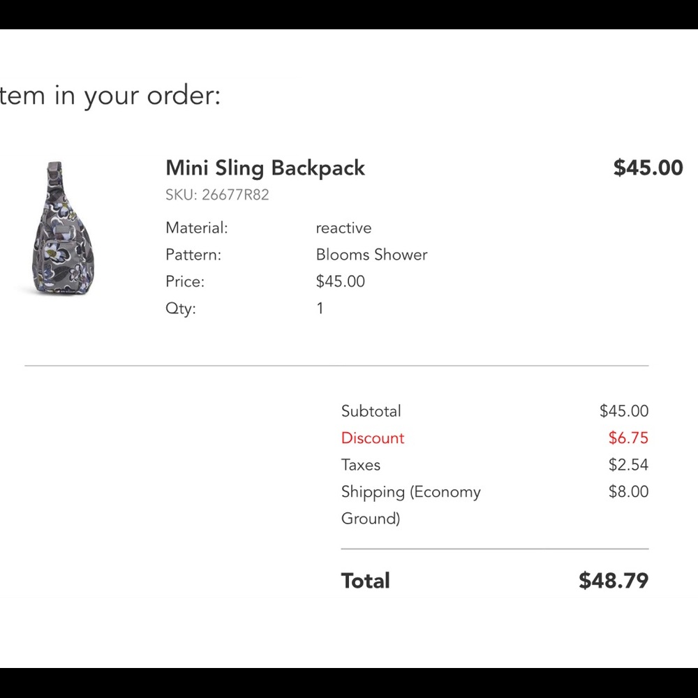 Vera Bradley mini sling backpack